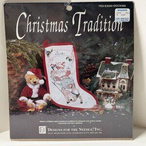 NEW Christmas 1924 Sleigh Stocking Santa Cross Stitch Designs for Needle Inc.